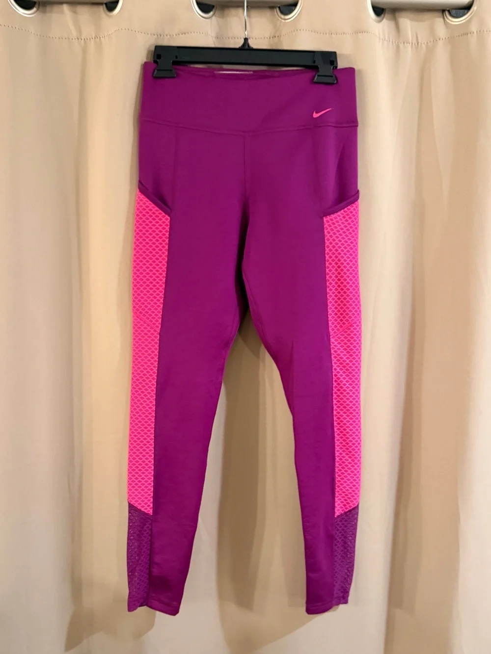 Nike Purple with Hot Pink Side Panel Performance Leggings